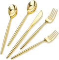 Rubtlamp 180Pcs Gold Plastic Silverware,Luxury Gold Plastic Cutlery,Heavy duty Golden Disposable Flatware, Utensils Set Disposable Include 60Gold Forks,60Gold Spoons,60Plastic Knives for Party,Wedding by Rubtlamp