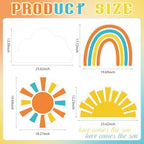 4 Pcs Here Comes the Son Baby Shower Decoration, Large Sun Cloud Rainbow Cardboard Cutouts Props, Retro Sunshine Themed Standups for Photo Booth & Boy First Birthday Decor - Image 3
