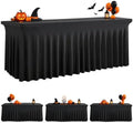 Spandex Tablecloth 8FT Rectangle Table Cover 3 Pack Black Wrinkle-Free by Outpain