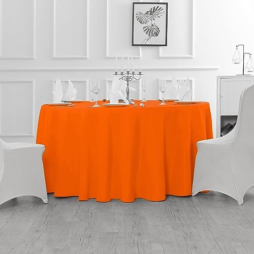 Fokitut 2 Pack Waterproof Round Tablecloth, 120 Inch, Stain Resistant and Wrinkle Polyester Table Cloth, Fabric Table Cover for Kitchen Dining, Wedding, Party, Holiday Dinner-Orange - Image 5
