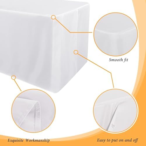 Obstal 4 Pack Table Clothes for 4 Foot Rectangle Tables, White - Image 4