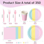 350 Pcs Pastel Disposable Plates and Napkins Tableware Set for 50 Guests - Image 2