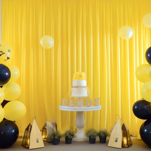 Yellow Backdrop Curtains-Wrinkle-Free Polyester Photography Drapes Party Curtain Background for Baby Shower Wedding Decorations- 32 X10FT (Yellow) - Image 7