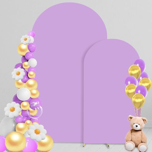 Purple Arch Backdrop Cover 7.2FT 6FT Wedding Arch Covers Stretchy Backdrop Set of 2 for Baby Shower Birthday Wedding Party Decoration (Purple, 7.2FT & 6FT) by Vlakteven