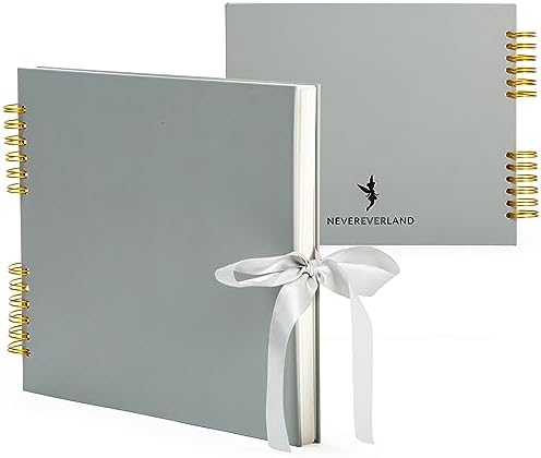 Never Ever Land Scrapbook Album – 12x10 Grey Scrap Book. Scrapbooking Supplies, Memory Book, Wedding Guest Book, Photo Album, Baby Shower Gifts, Valentines, Engagement Gifts, and Anniversary by Unknown
