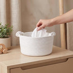 Toddmomy Cotton Rope Woven Basket for Nursery, 14x11x6 Newborn Gift Basket Empty for Diapers and Wipes, Infant Essentials Bin with Handles Fit Baby Shower, Bedside - Image 5