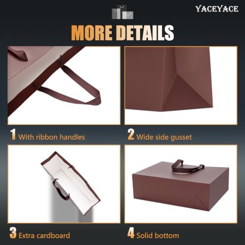 YACEYACE Brown Gift Bags Bulk, 20 Pack Brown Gift Bags with Handles - Image 4