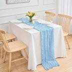 16 Pack Baby Blue Cheesecloth Table Runner 21.5 x 120 Inches Boho Gauze Table Runners 10FT Long Cheese Cloth Table Runner for Bridal Shower Baby Shower Birthday Party Wedding Decor - Image 2