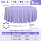Showgeous 90 Inch Lavender Round Tablecloths, Polyester Table Covers - Image 2