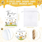 Wesiti 25 Sets Baby Shower Favor for Guests Honey Bee Keychain with Nail Clipper and Bottle Opener Thank You Tag Card Organza Bag - Image 3