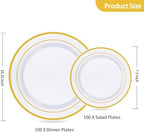 Goodluck 200PCS Gold Plastic Plates, Heavy Duty Disposable Gold Plates with 100 10.25 inch Dinner Plates and 100 7.5 inch Dessert Plates for Party, Holiday, Wedding, Thanksgiving (Pack of 3) - Image 4