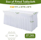 4Pack White Spandex Tablecloth for 6FT Rectangle Table,Table Skirt - Image 2