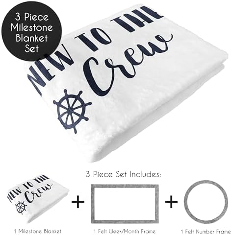 Sweet Jojo Designs Nautical Sailor Boy Girl Milestone Blanket Monthly Newborn First Year Growth Mat Baby Shower Memory Keepsake Gift Picture - Navy Blue White Anchors Ocean Sailboat Sea Gender Neutral - Image 2