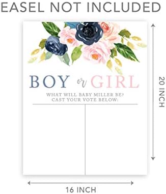 Andaz Press Custom Large Baby Shower Canvas What Will It Baby Be Cast Your Vote Sign, 16 x 20 Inches, Boy Or Girl Florals, Personalized Canvas Sign, For Gender Reveal Party - Image 5