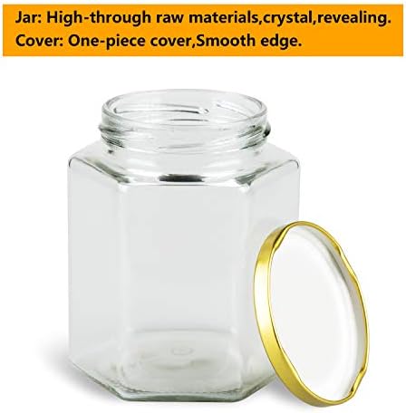 16 oz Hexagon Glass Honey Jars with Lids, 12 Pack Mason Jars - Image 3