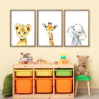 Baby Safari Nursery Wall Art Decor 24x16 Inch Set of 3 Wood Framed - Image 5