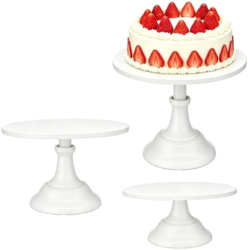 3 PCS White Round Cake Stand Set, Multi Size Metal Cupcake Holders Stand for Birthday Wedding Banquets, Pastry Display Holders for Holiday Party Dessert Display Table Decor (8"/10"/12" Plate) by NIANDAIJING