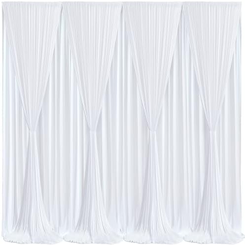 White Backdrop Curtains 8 Panels, 10 Feet Wrinkle-Free Polyester Photography Backdrop Drapes for Wedding Baby Shower Party Background Backdrop Stand- 32 X10FT (White) - Image 2