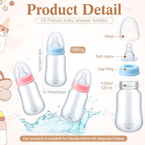 Roowest Bottle Chug Baby Shower Games Favors, Pink, Blue, Boho - Image 3