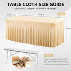 Wish Care 2 Pack Champagne Spandex Table Clothes for 6 Foot Rectangle Tables, 6FT Wrinkle Free Fitted Tablecloths Ruffles Design Table Cover for Party, Banquet, Wedding and Events - Image 3