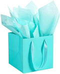 AZOWA Teal Square Gift Bags with Tissue - 12 Inch Paper Bags with Handles Birthday Party Favor Christmas Wedding Gift Box Flowers Decoration (10 PCS, 12x12x12 in) by AZOWA