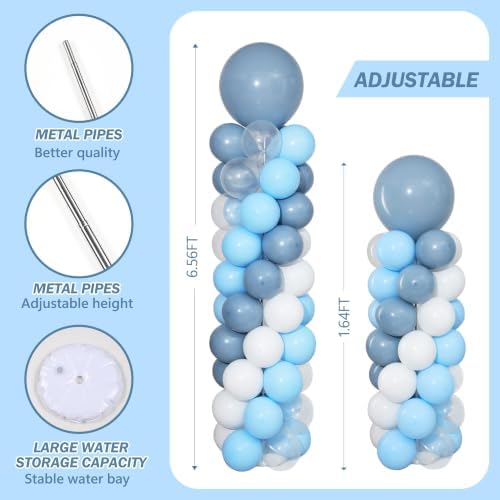 Dusty Blue Balloon Column Stand Kit of 2 with Balloons - Image 4