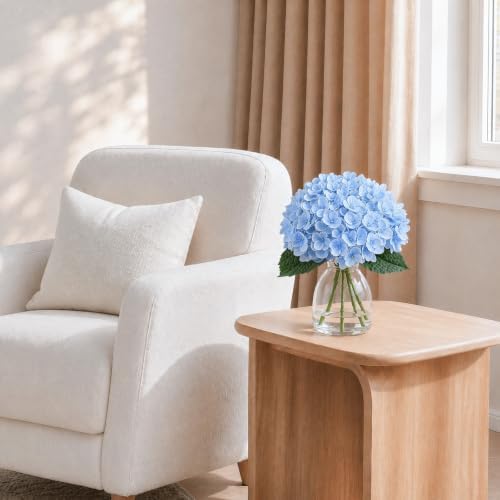 Blue Hydrangea Artificial Flowers in Vase for Table Centerpiece - Image 3