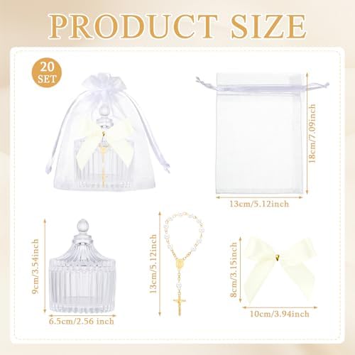 Vesici 20 Sets Baptism Party Favors for Guests Crystal Candy Bowl, White - Image 2