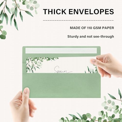 200 Pack #10 Sage Green Envelopes Letter Size Self Seal Business Envelopes - Image 3