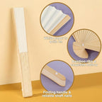 Qunclay 60 Pcs Paper Fans for Weddings Handheld Folding Fan,White - Image 3