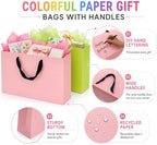 Yesland 24 Pcs Large Gift Bag with Handles, 6 Colors Kraft Paper Party Favors Gift Bag, 15.7 x 4.7 x 11 Inch Rainbow Goodie Bags for Birthday Baby Shower Holiday Wedding Business School Supplies Merchandise - Image 3