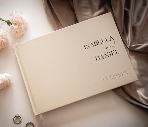 Personalized Guest Book - 11.5" x 8.5" Premium Custom Guest Signing Book with Bookmark and Blank Pages for Wedding Reception Table Decoration Engagement Birthday Party Event, Oats - Image 6