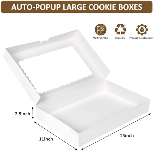 Moretoes 40pcs Large Bakery Boxes 16x11x2.5 Inches Cookie Boxes with Window - Image 2
