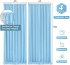 Blue Backdrop Curtains 4 Panels - Wrinkle-Free Light Blue Curtains Polyester Photography Drapes Photo Background for Baby Shower Birthday Party Decorations- 16 X10FT (Blue) - Image 3
