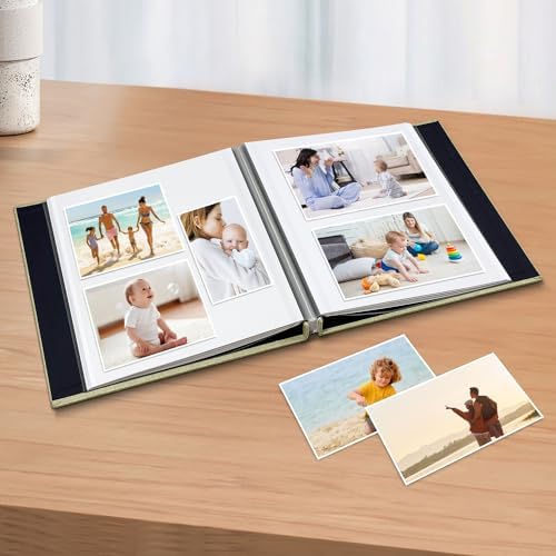 Large Photo Album Scrapbook – Holds 4x6, 8x10 Pictures – Self-Adhesive Pages for Baby, Wedding, Travel & Family Memories | Includes Metallic Pen & Scraper/Light Matcha Large DIY Memory Book for Gifts - Image 2