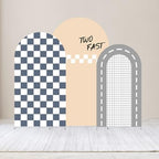 Set of 3 Racing Car Arch Backdrop Cover Track Checkered Spandex Stretchy Arch Cover for Boys Birthday Wedding Baby Shower Party Decoration (6ft,6.6ft,7.2ft,Two Fast) - Image 2