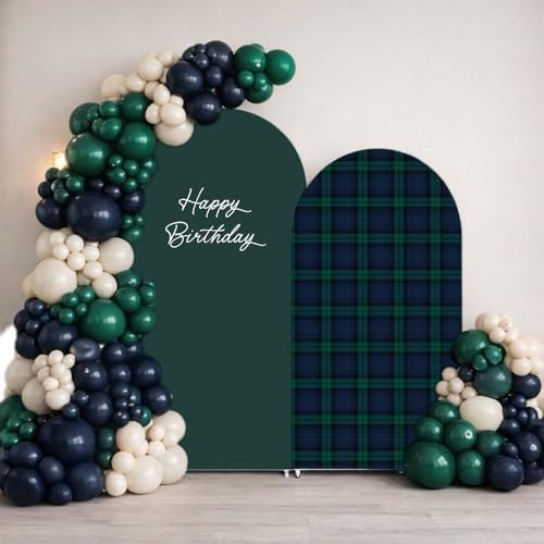 Set of 2 Arch Backdrop Cover Tartan Plaid Baby Shower Stretchy Arch Frame Cover for Bear Theme Boys Birthday Party Fiesta Decorations (7.2ft & 6ft,Plaids) by afoloa