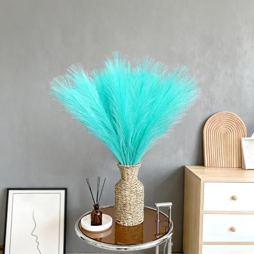 obbsie 50pcs Faux Pampas Grass, 21.6" Short Artificial Pompous Grass Branches for Vase Filler Home Table Centerpieces Wedding Decor (Light Blue) (Pack of 2) - Image 7
