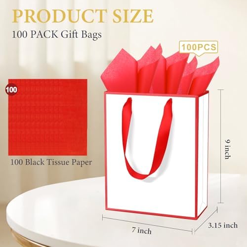 Addblu 100 Pack Bulk Luxury Gift Bags with Handles & 100 Tissue Papers - Image 2