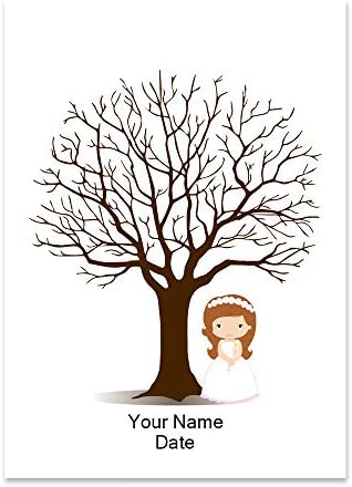 Personalized Guestbook Alternative for Girls Communion Wedding Gift DIY Fingerprint Tree Signature Sign-in Guest Book Wedding Favors Accessories Ready to Hang60x80cm - Image 2