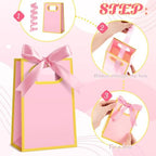AmazingSpark 50 Pcs Pink Gold Mini Gift Bags Bulk 6.3 x 3.9 x 2.8 Inch Party Favors Elegant Small Gift Bags with Handles and Ribbon Bows for Wedding Birthday Bridal Baby Shower Party Favors - Image 5