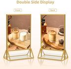 PPH-Sisy Gold Frames 5x7 Acrylic Sign Holder Double Sided Picture Frames for Wedding Table Number Menu Flyer Display for Office Home Party- Pack of 12 - Image 6