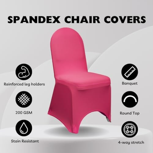 YOUR CHAIR COVERS - 6 Pack Stretch Spandex Banquet Chair Covers - Fuchsia, Wedding Slip Covers, Premium Quality Chair Cover - Image 2