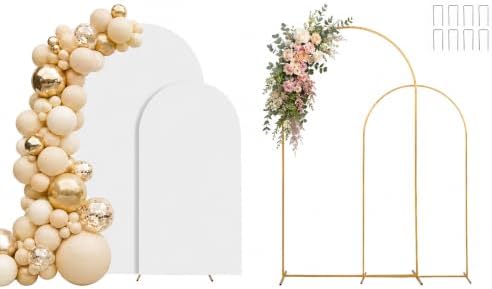 6FT,7.2FT Arch Backdrop Stand and Cover Set (White) by Paxdeje