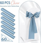 60 PCS Dusty Blue Satin Chair Sashes, 7 x 108 Inch - Image 2