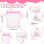 Sasylvia 25 Set Bear Party Favors for Guest 25 Mini Tiny Keychains 25 Thank You Tags 25 Organza Bag - Image 3