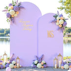 Lavender Photo Arch Backdrop Cover Set of 2-7.2 and 6ft Light Purple Arch Covers Stretchy Backdrop Baby Shower Girls Lilac Spandex Balloon Arch Stand Covers for Birthday Party Wedding Bridal Shower - Image 3