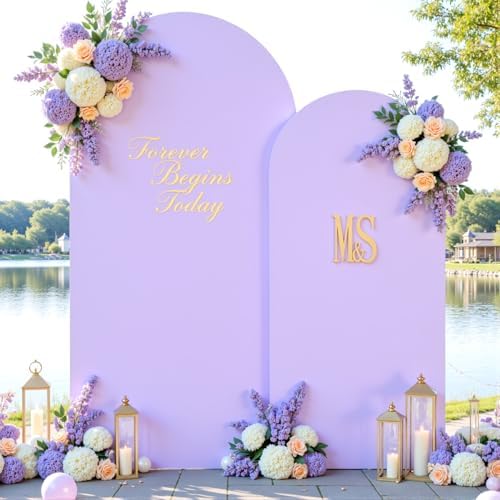 Lavender Photo Arch Backdrop Cover Set of 2-7.2 and 6ft Light Purple Arch Covers Stretchy Backdrop Baby Shower Girls Lilac Spandex Balloon Arch Stand Covers for Birthday Party Wedding Bridal Shower - Image 3