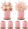 Rtteri 6 Set 5.12" Ceramic Pumpkin Vase with Wood Slices Glazed Fall Flower Pots for Autumn Home Decor Smooth Pottery Planter Pack for Thanksgiving Tabletop Decoration Housewarming Gifts (Pink) by Rtteri