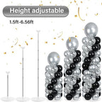 2 Sets Adjustable Balloon Column Stand Kit with Bases（Black & Silver） - Image 4